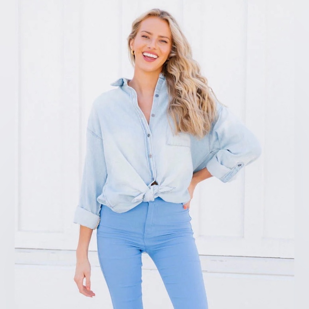 Nwot Risen Lake Days Sequin Button Down Boutique … - image 2